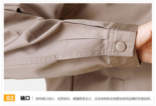 中灰色长袖夹克工作服订做袖口细节图
