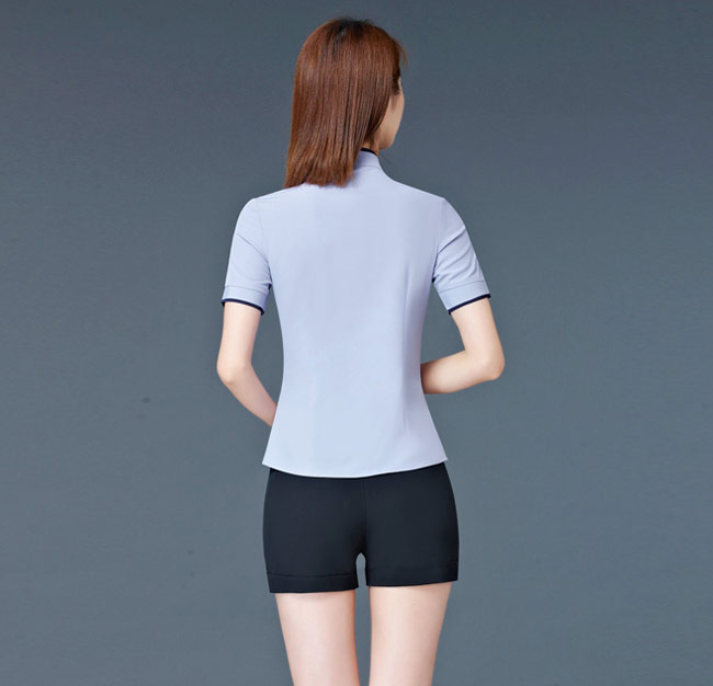 灰色工作服女装衬衫定制款式背后效果图