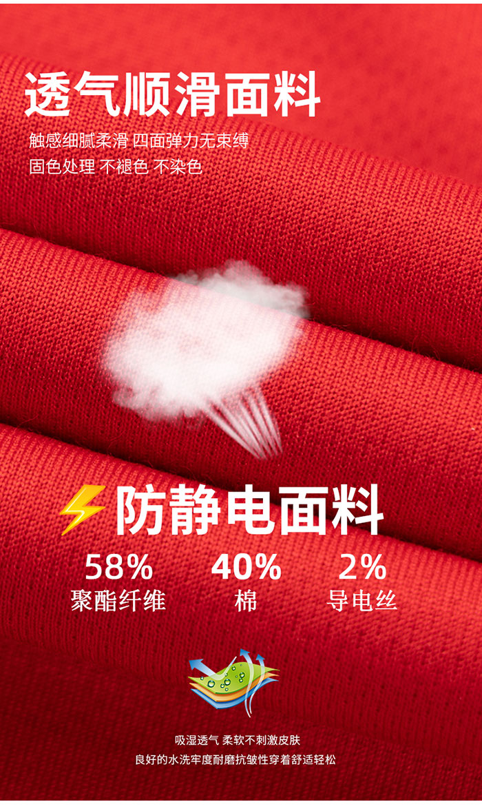 棉涤防静电短袖翻领T恤衫面料成份图